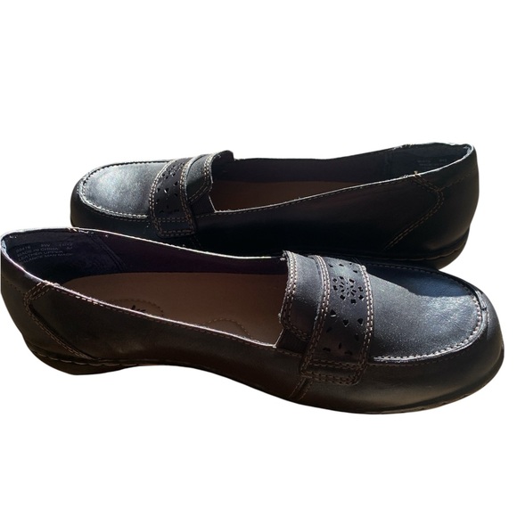 Clarks Shoes - Clarks Bendables Leather Loafers Black Comfort Flats Women’s 8W